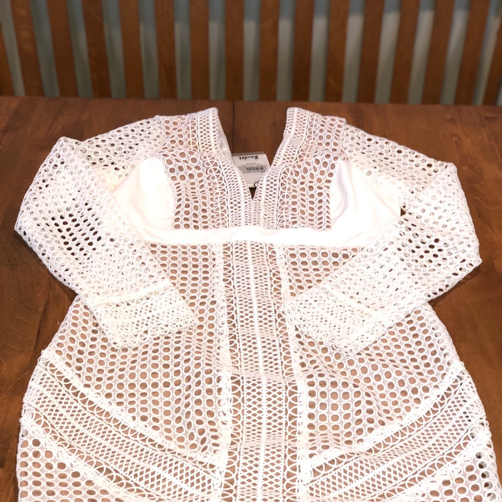 Bardot Womens Ivory V Neck Clio Paneled Lace Trim Dress Sz 8 NWT - Picture 5 of 8